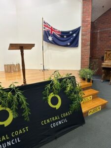 Wattle decorates stage at Ulverstone Tasmania 